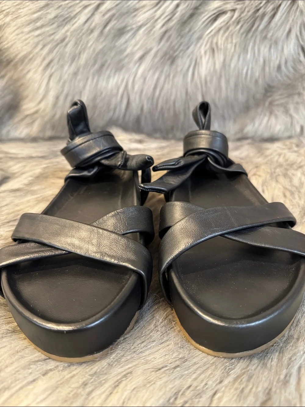 beek Black Knotted Strap Platform Sandals Size 8